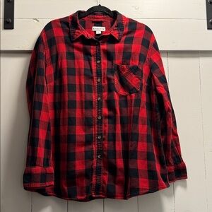 Ava & Viv Red & Black Buffalo Checked Plaid Flannel Shirt Top 2x XXL Western